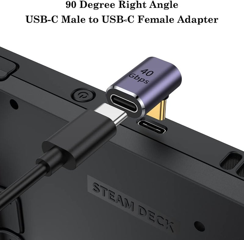 AuviPal محول USB C ذكر بزاوية 90 درجة إلى USB C أنثى، محول USB Type C ممتد لأعلى ولأسفل لجهاز Steam Deck، ROG Ally، Switch، Notebook، PC، Tablet، Phone والمزيد - عبوة 2 - Image 2